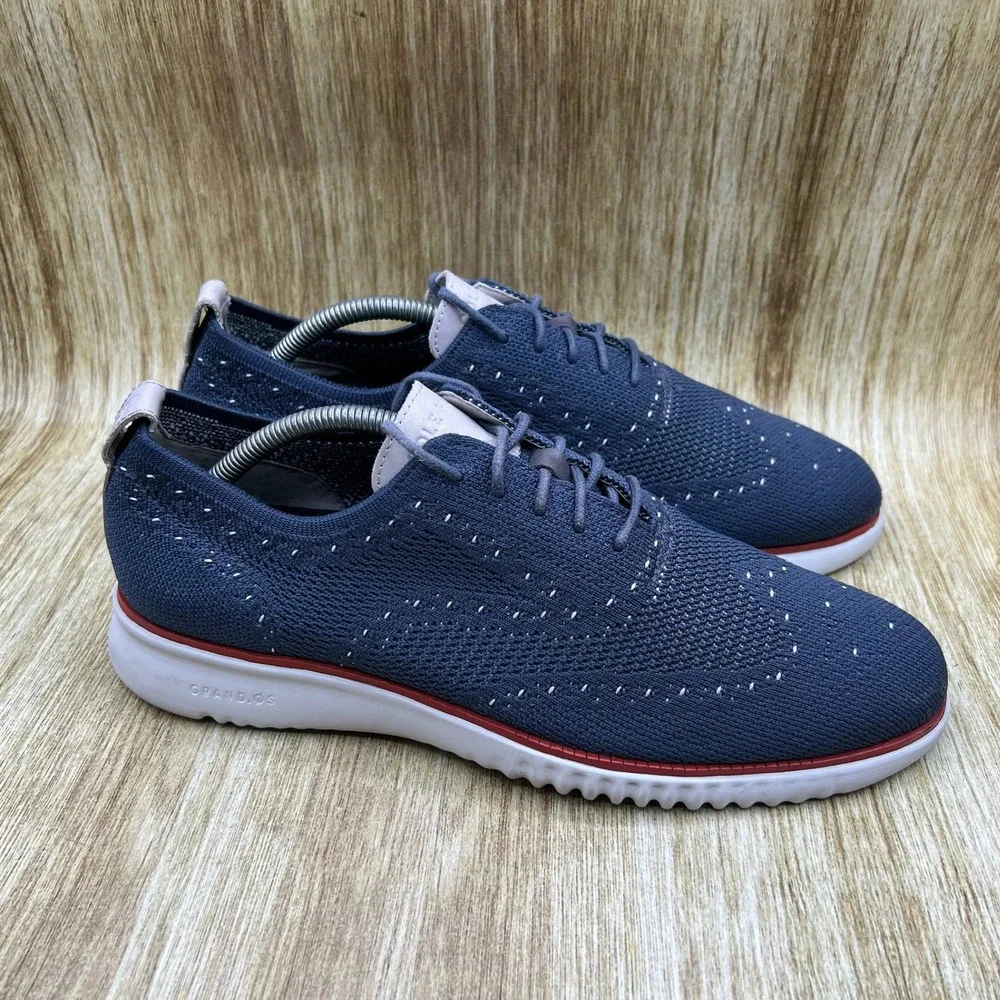Cole Haan 2.Zerogrand Stitchlite Men's Size 10 Navy Blue Oxford Wingtip C34353